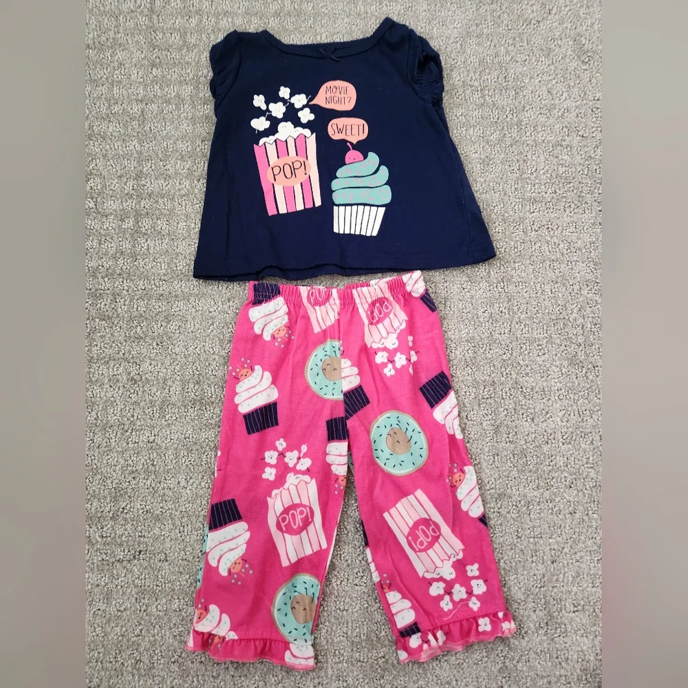 Baby girl toddler movie night popcorn pajama set Size‎ 12 months